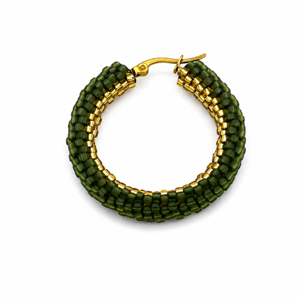 Onyx Gold Hoop Beaded