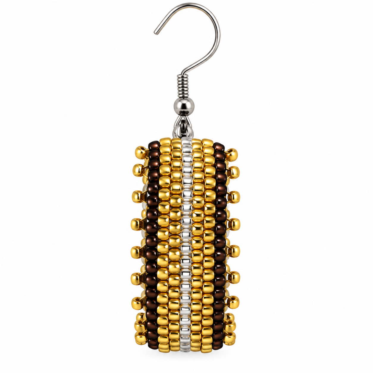 Golden Espresso Stripe Earrings (LANE11930)