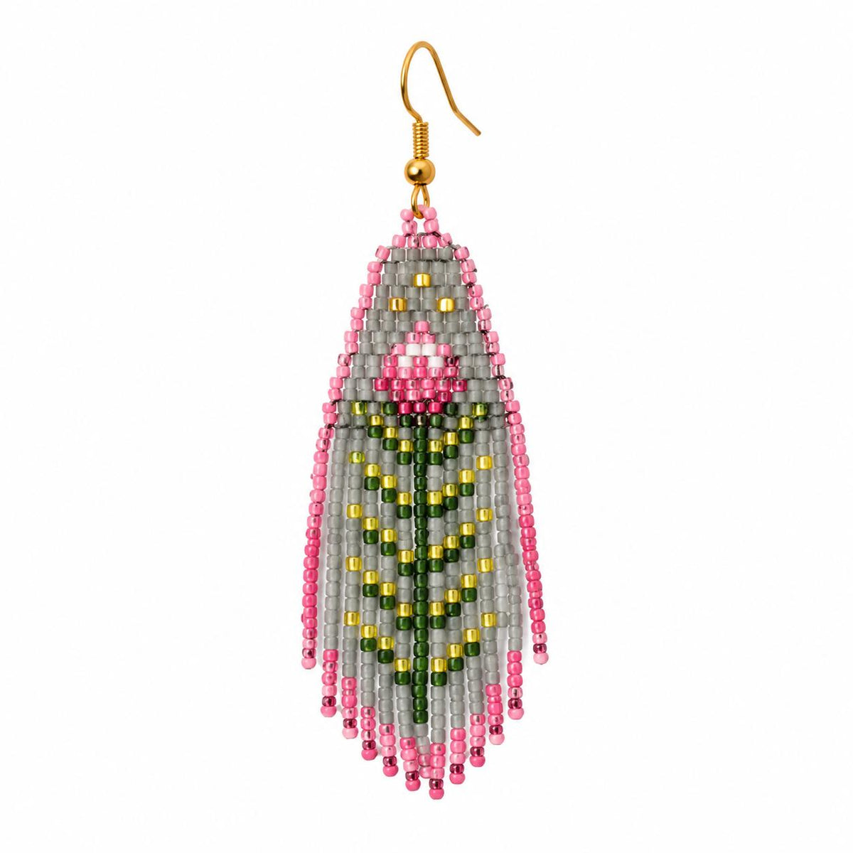 Pink Botanical Fringe Earring (LANE11937)