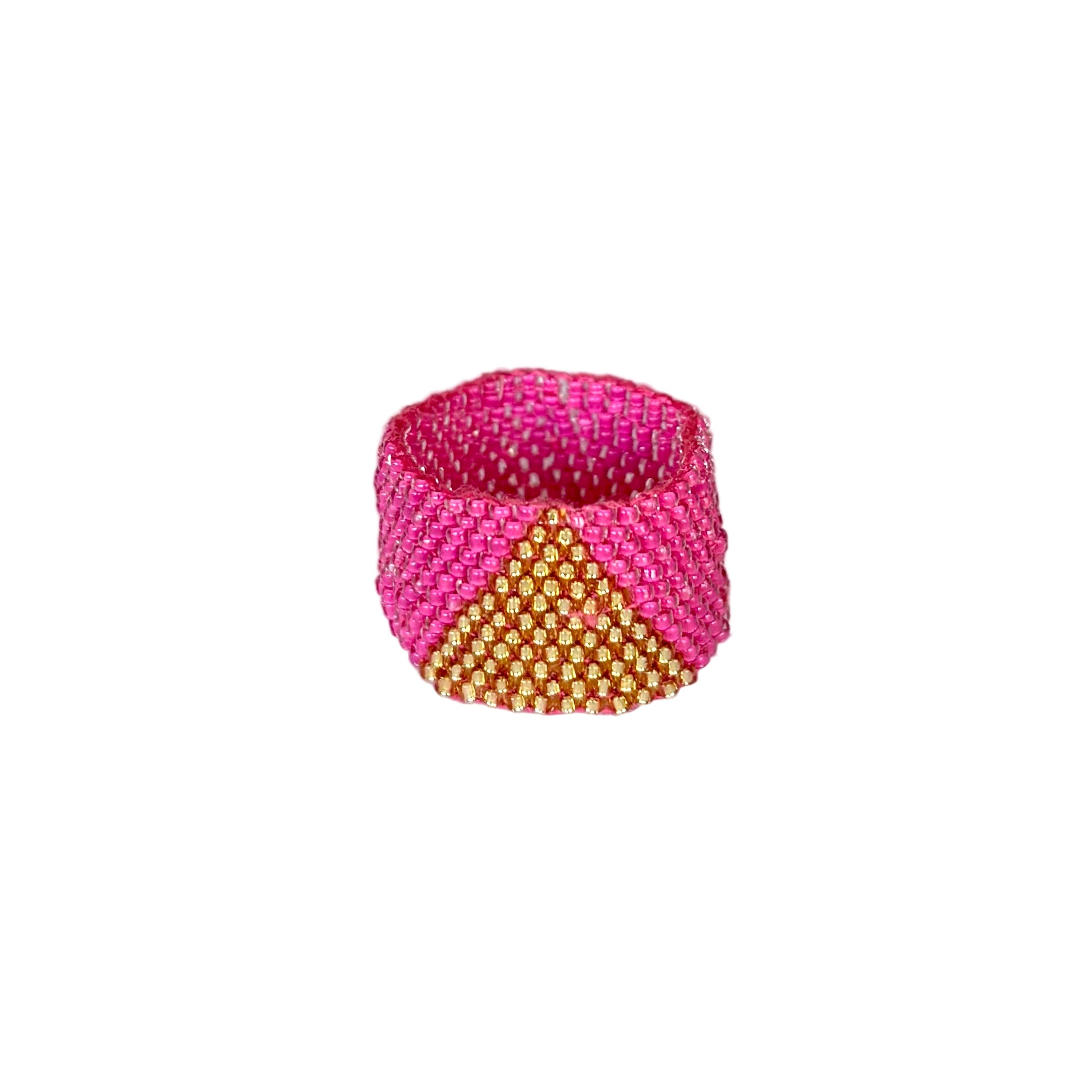 Cerise Pink with Gold Triangle Ring (RIN12028)