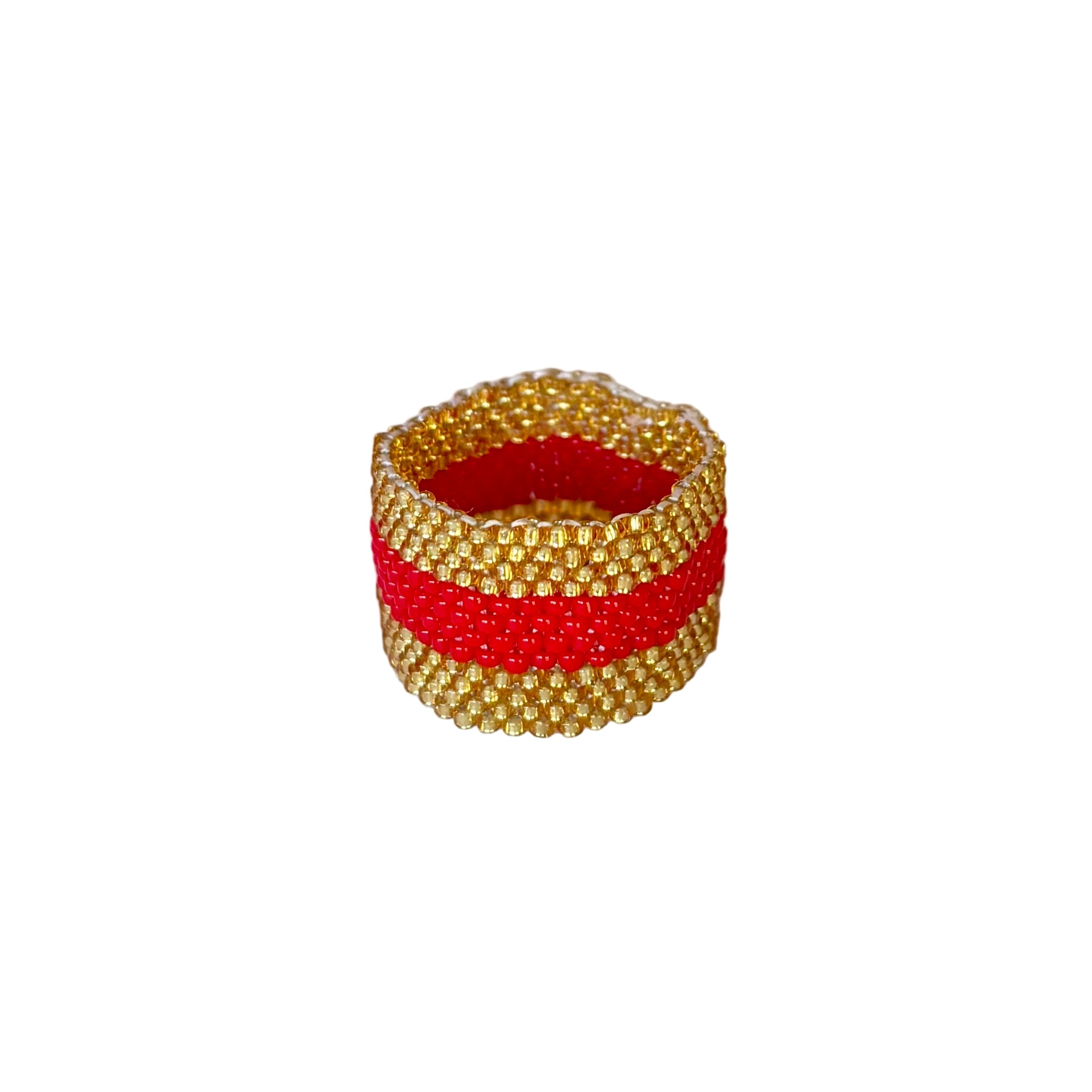Gold with Red Horizontal Middle Stripe Ring (RIN12039)
