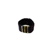 Black Three Stripes Gold-Plated Ring (RIN12072)