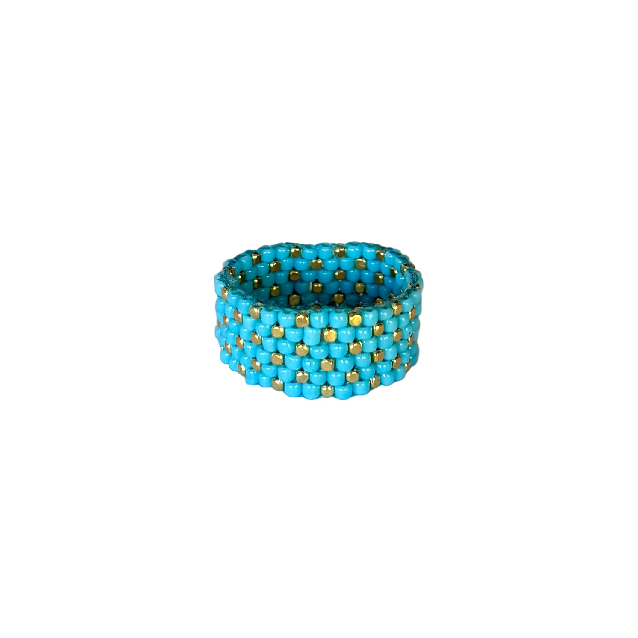 Turquoise with Gold-Plated Dots Ring (RIN12080)
