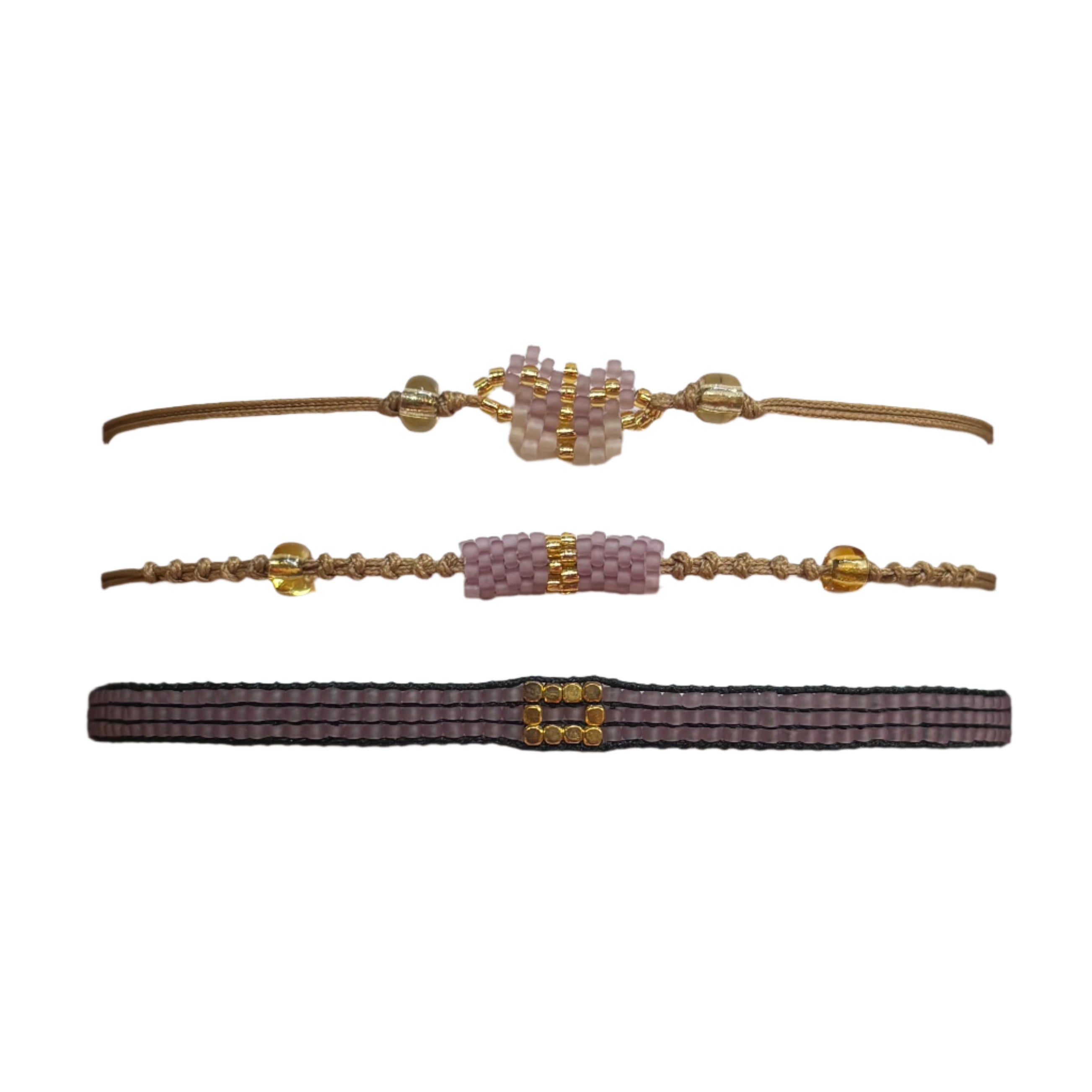 Muted Pink and Gold Mini Butterfly Bracelets Set