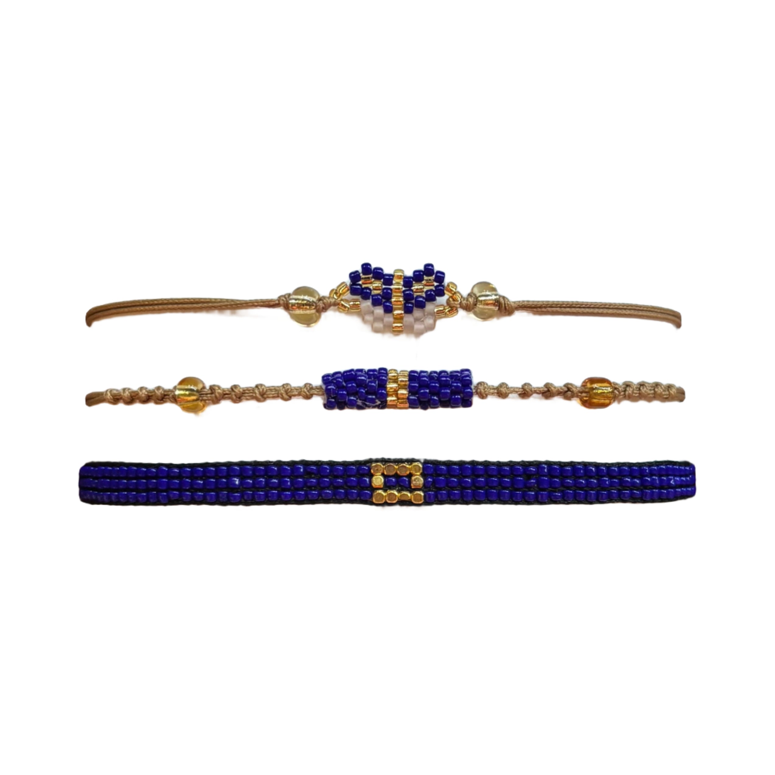 Navy and Gold Mini Butterfly Bracelets Set