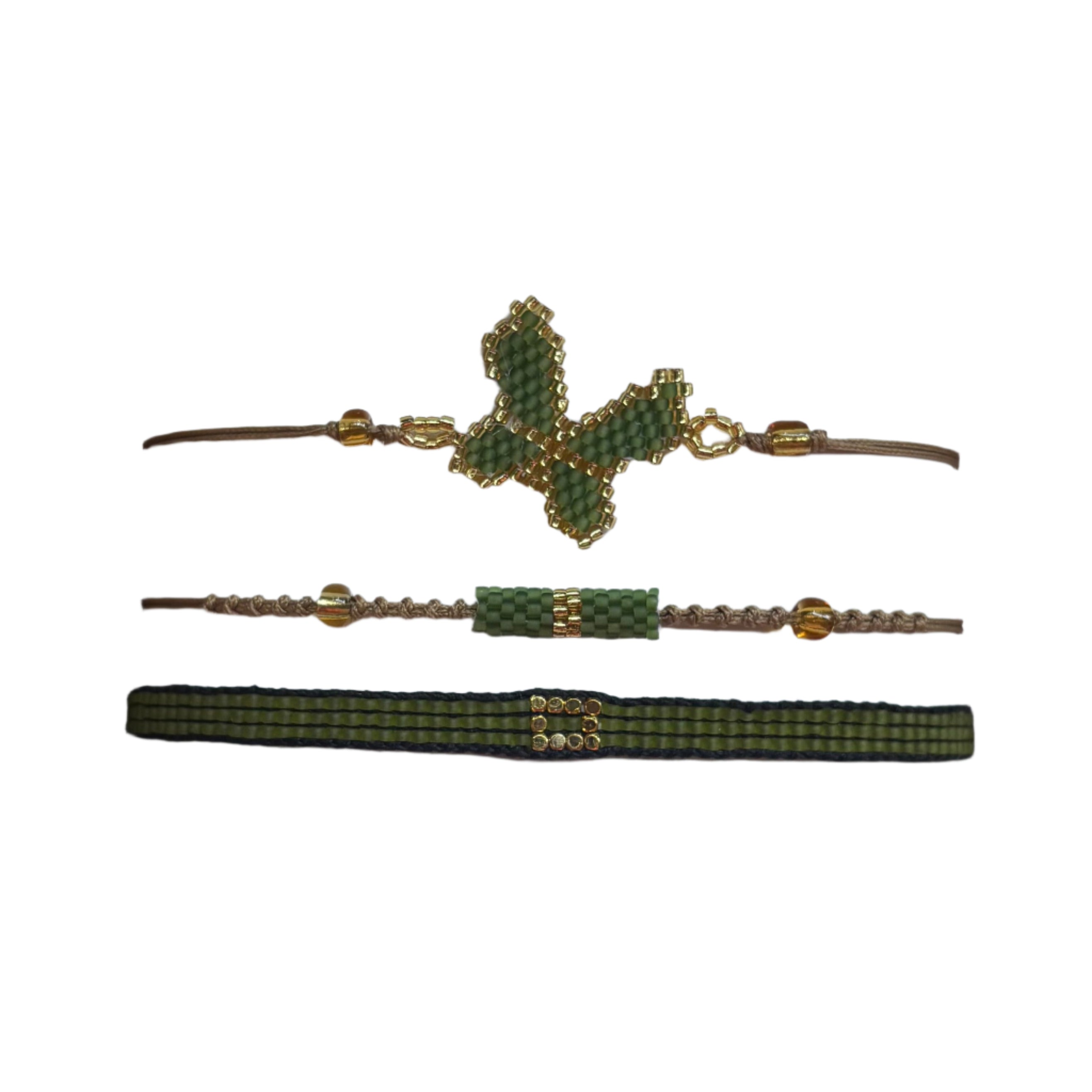 Dark Green Butterfly Bracelets Set