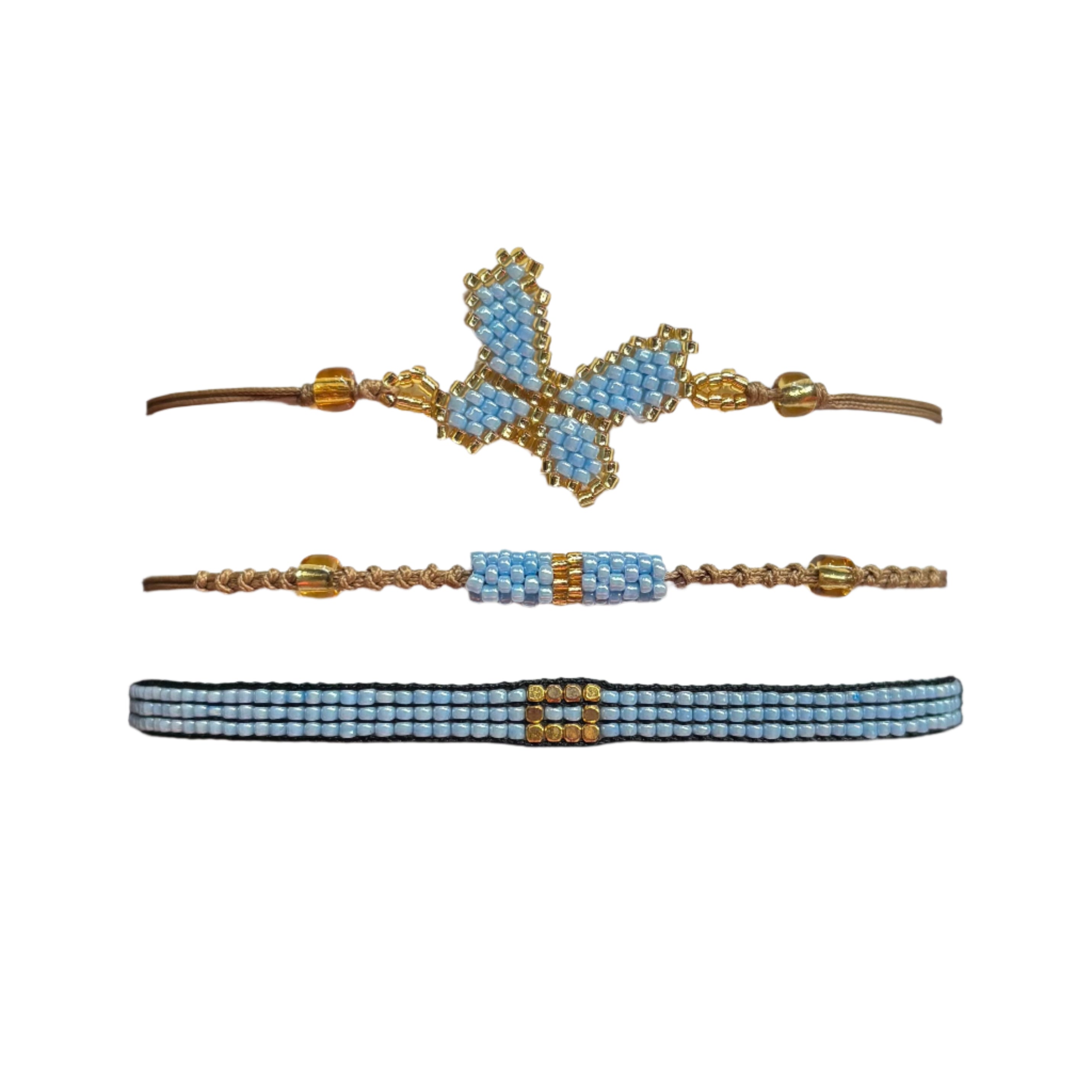 Light Blue Butterfly Bracelets Set