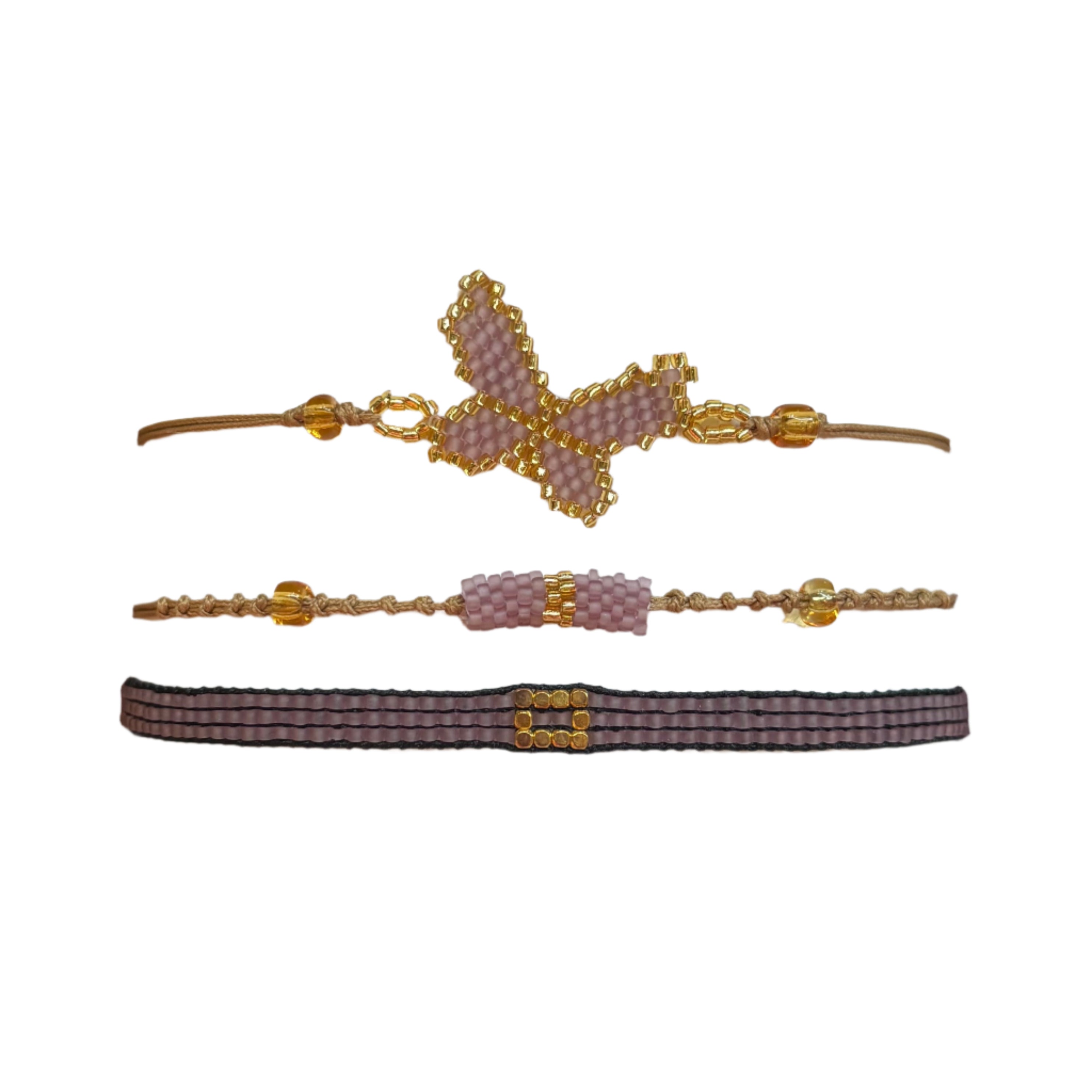 Muted Pink Butterfly Bracelets Set