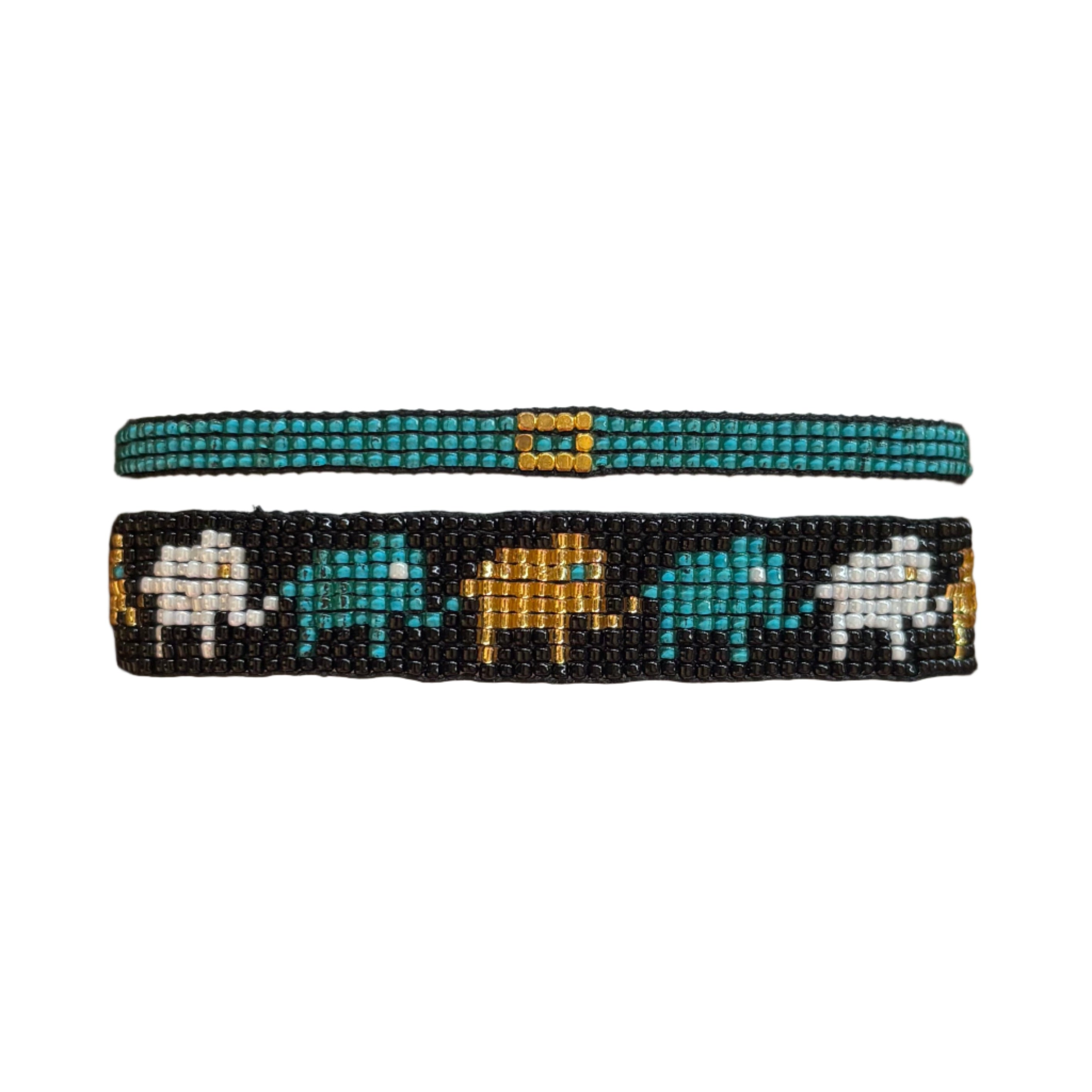 Black Elephant Tribe Teal Bracelet Set