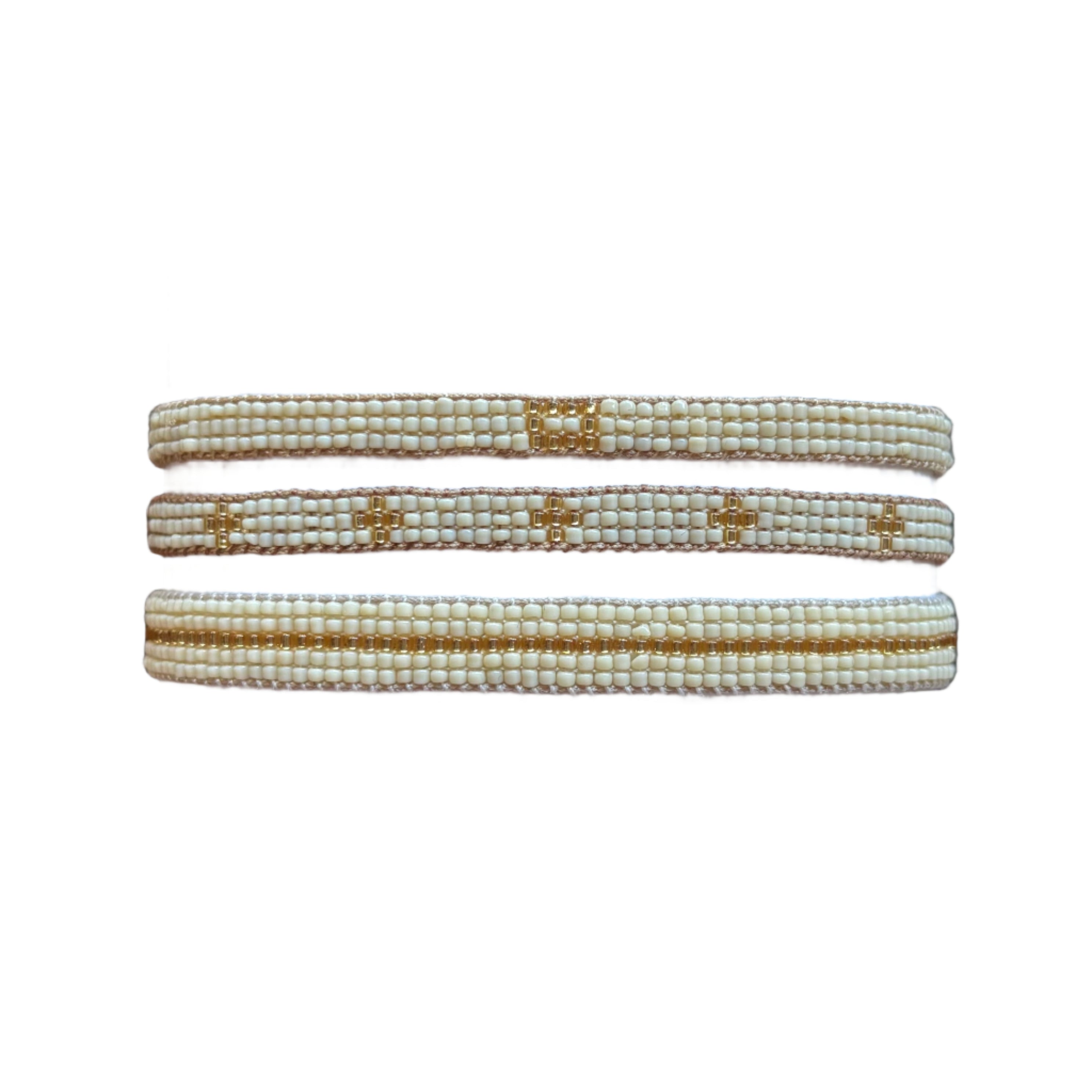 Cream Patterns Bracelets Set