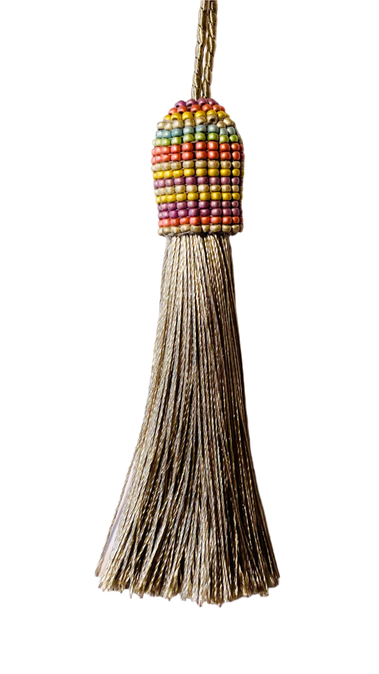 Pastel Stripes Beaded Tassel (TAS004)