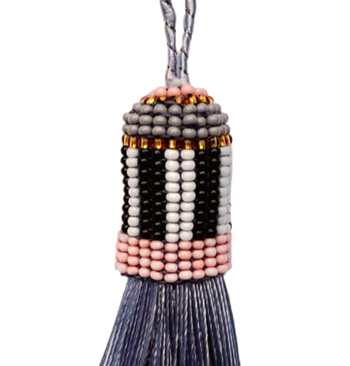 Blushing Stripes Beaded Tassel (TAS006)