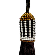 Black and White Stripes Beaded Tassel (TAS026)