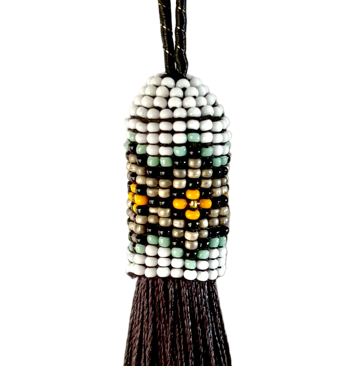Black Mapungubwe Flowers Beaded Tassel (TAS027)